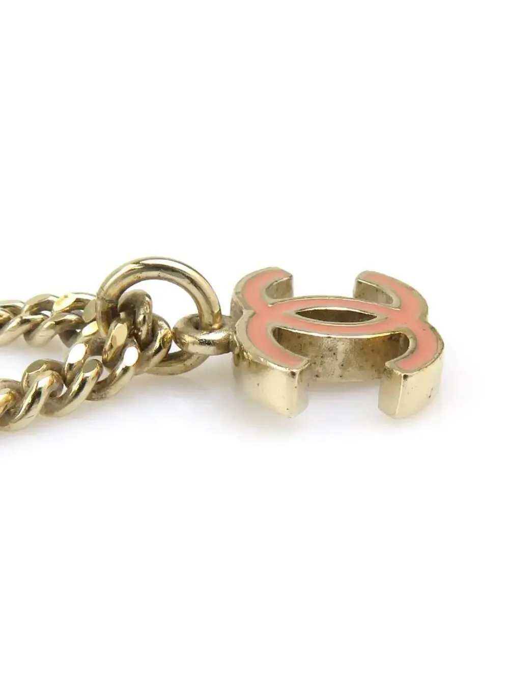 Auth Chanel Cc Logo Necklace Gold/Pink #338001C31B